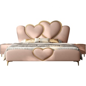 <span class=keywords><strong>Letto</strong></span> Imbottito Moderno di Lusso <span class=keywords><strong>a</strong></span> Forma di <span class=keywords><strong>Cuore</strong></span>, Stile Principessa, in Pelle Rosa, con Piattaforma per Camera da <span class=keywords><strong>Letto</strong></span> delle Ragazze - Product Image 4