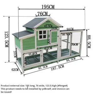 Motif solide de fermeture de bouton de course de clapier de lapin en bois spacieux et écologique de qualité supérieure pour une utilisation en extérieur de petit animal de jardin - Product Image 4