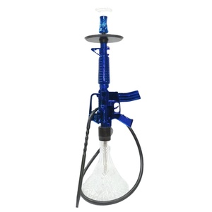 Kustom Pabrik Chicha Sheesha Rusia Set merokok Resin Nargile biru mewah Ak47 bentuk senjata Chicha Shisha besar Ak 47 Hookah - Product Image 1