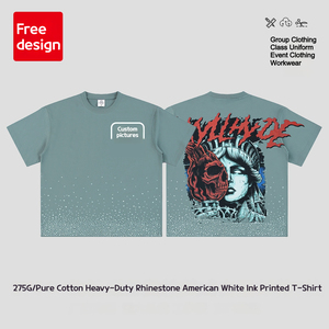 T-shirt vintage pour <span class=keywords><strong>homme</strong></span> en coton 275GSM, imprimé rétro cristal, crâne <span class=keywords><strong>Liberty</strong></span>, t-shirt délavé, streetwear, t-shirt surdimensionné pour <span class=keywords><strong>homme</strong></span> - Product Image 2