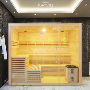 Finland Traditional Home Dry Indoor Sauna <strong>Room</strong> With Stove and Stone <strong>Steam</strong> Shower Sauna Combo - Product Image 2