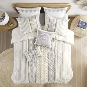 Ensemble de housse de couette imprimée en coton DB avec chenille - Product Image 2