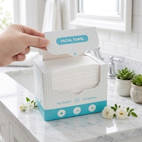 Serviettes jetables pour le visage 80% Lyocell 20% Coton, 50 pièces, boîte de rangement, lingettes démaquillantes humides et sèches, serviettes jetables biodégradables pour le visage