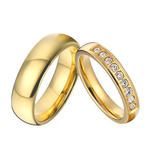 Parure de Bagues de Mariage Plaqué Or 18K pour Homme et <span class=keywords><strong>Femme</strong></span>, Alliances Assorties en <span class=keywords><strong>Acier</strong></span> <span class=keywords><strong>Inoxydable</strong></span>, Bijoux pour Couple Amoureux, Anel Anillos - Product Image 5