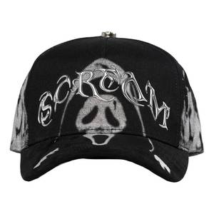 Gorras Personalizadas Barbas de <span class=keywords><strong>5</strong></span> Paneles de Gamuza Dobby, Gorra de Béisbol con Letras Metálicas <span class=keywords><strong>SCREAM</strong></span> y Estampado de Llama - Product Image 1
