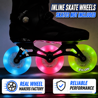 Roues de patins à roulettes lumineuses LED transparentes en PU 80/110mm 85A, haute réactivité, vente en gros