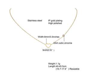 Collar de Acero Inoxidable para Mujer con Colgante de Corazón Calado de Circonita, Cadena de Clavícula Sencilla - Product Image 6