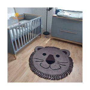 <span class=keywords><strong>Tapis</strong></span> de jeu <span class=keywords><strong>rond</strong></span> en Crochet pour enfants, accessoire pliable en peluche, motifs animaux, Lion, pour bébés - Product Image 1
