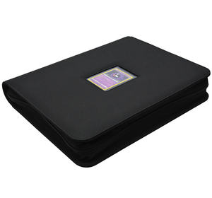 Portatarjetas Toploader de cuero PU con textura de Diamante Negro Premium con ventana de exhibición - Product Image 2