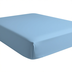 Sábana Ajustable 100% Algodón Azul Claro Tamaño Cama Francesa 140x190cm - Product Image 3