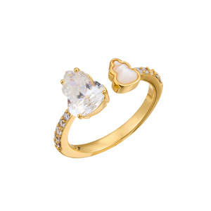 Luxury Zircon Shell Gourd Open <b>Ring</b> <b>Adjustable</b> Index Finger <b>Ring</b> New Style Jewelry Gift - Product Image 5