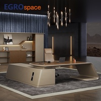 EGROspace Meuble de direction de luxe pour bureau, avec table de direction et armoire latérale, finition placage, solution d'aménagement de bureau