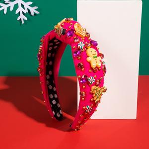 عصابات رأس MIO لعيد الميلاد للنساء أحمر أخضر وأوربي وأوريني أحدث عصابة رأس بأحجار الراين من القماش الخرز - Product Image 5