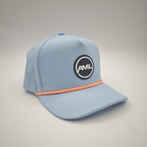Gorra de béisbol deportiva personalizada de poliéster impermeable con orificios cortados a láser, diseño perforado, parche de goma para golf, logo de puntos, ajustable - Product Image 4