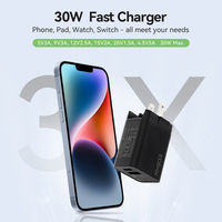 Adaptador Intercambiable de 30W con Logotipo Personalizado para EE. UU./UE/Reino Unido/Australia, con Certificación Global