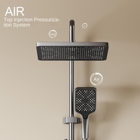 Système de robinet de douche à affichage numérique 4 fonctions Robinet de piano gris clair Jet de pluie pour salle de bain pour appartements