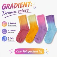 Chaussettes Tie-Dye Dégradées, Chaussettes Mi-Mollet Colorées Ombrées, Toucher Doux, Bord Côtelé, Usage Quotidien, Cadeau Femme Homme, Vente en Gros, Chaussettes en Vrac