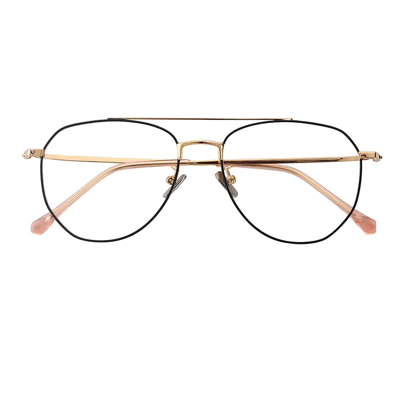 Toptan yeni siyah ve altın ince çerçeve Pilot Metal gözlük gözlük erkekler kadınlar için