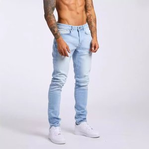 Jean droit slim noir à taille mi-haute, effet délavé au laser et blocs de couleur, tendance INS transfrontalière pour hommes, style européen-américain, AliExpress - Product Image 3