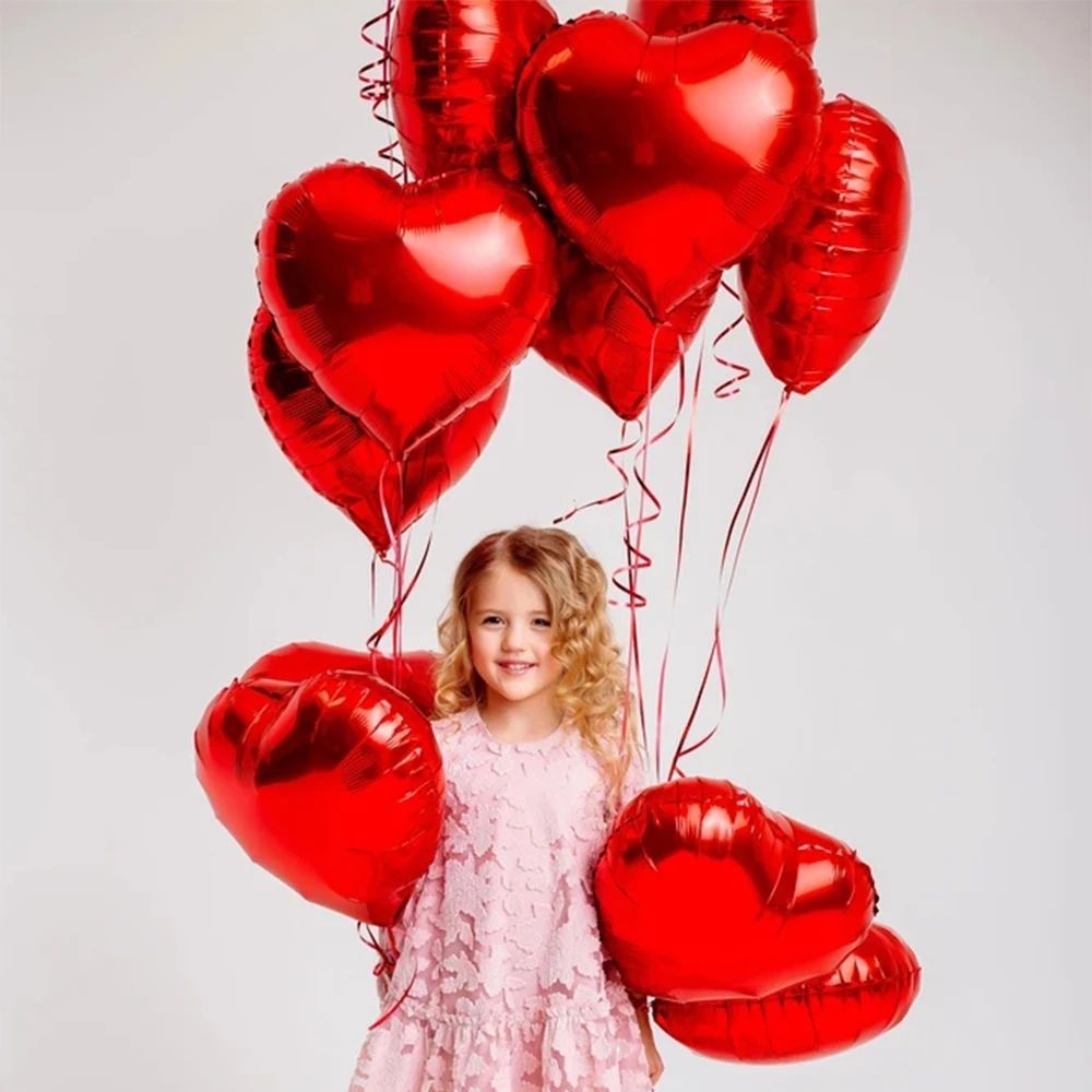 Wholesale 5inch 10inch,18inch 32 Inch Love Valentine's Day Wedding Foil Balloon Solid Color Red Heart Balloons