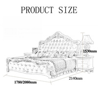 Lit de luxe de style européen antique Lit de style traditionnel européen Meubles de lit sexy en cuir et bois sculpté