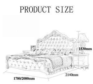 Tempat tidur mewah gaya Eropa antik tempat tidur gaya tradisional Eropa kulit diukir kayu seksi furnitur tempat tidur - Product Image 6