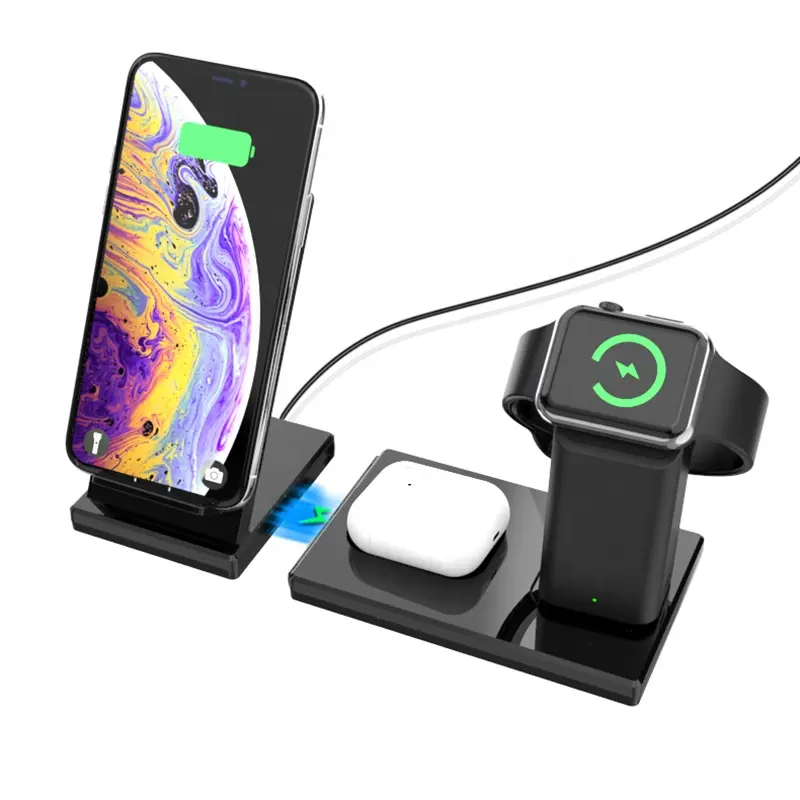 3 In 1 10W Wireless Charger Stand Amazon Hot Sale Charging Dock Station For Apple Watch Airpods Pro