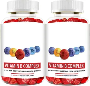 Nhà máy tùy chỉnh logo của bạn chăm sóc sức khỏe Vitamin bổ sung thuần chay chế độ ăn uống đường miễn phí vitamin B phức tạp Gummies