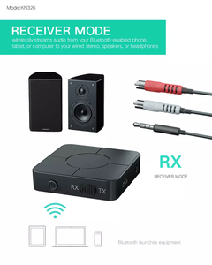 Âm thanh máy phát <span class=keywords><strong>Receiver</strong></span> 3.5mm AUX jack RCA âm nhạc không dây âm thanh Adapter với Mic HG kn326 <span class=keywords><strong>Bluetooth</strong></span> tương thích 5.0 Đen MP3 - Product Image 2