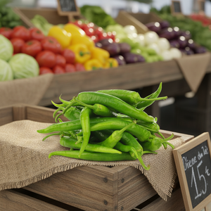 Bâtonnets de piment vert frais et naturels de qualité supérieure, variété basilic, 0,5 kg, approvisionnement en gros, marque Sulawesi, industrie alimentaire, Indonésie - Product Image 1