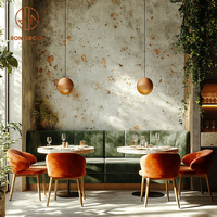 Ensemble de mobilier de restaurant, café et bar : banquette demi-circulaire incurvée, chaise, canapé, table