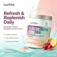 LuvVita Keto Friendly, Polvo Electrolítico Sabor Frambuesa y Limón, Sin Azúcar, Bebida Hidratante, Nutrición Deportiva, ODM/OEM