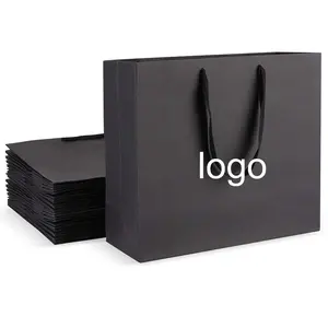 Sacs cadeaux en papier <span class=keywords><strong>kraft</strong></span> blanc et brun de haute qualité avec impression de logo personnalisée, prix d'usine en gros, avec emballage <span class=keywords><strong>cadeau</strong></span> - Product Image 1