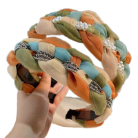 Nouveau serre-tête perlé coloré à bord large tressé, bandeau doux à sequins, accessoires pour cheveux pour femmes