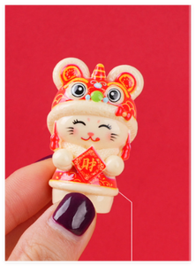 Ornamenti Personalizzati all'Ingrosso, Statuette di Animali in Resina, Decorazioni Carine per il Capodanno Cinese, Figurine 3D Gatto Portafortuna - Product Image 3