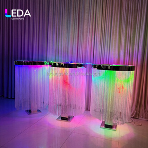 LEDA Soporte de Flores de Acero Inoxidable Dorado Brillante de Alta Calidad, Centro de Mesa para Bodas con Cortina de Hilo para Decoración de Eventos - Product Image 4