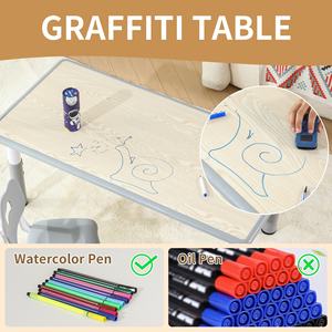 SINKIPA - Juego de <span class=keywords><strong>Mesa</strong></span> de <span class=keywords><strong>Estudio</strong></span> Multifuncional Ergonómica Moderna de Plástico con 4 Sillas, Altura Ajustable, Escritorio para Dibujar, Oficina en Casa - Product Image 3