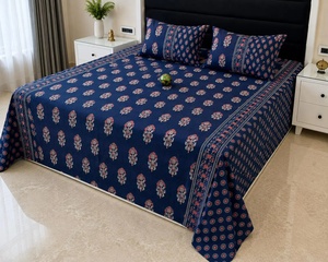 Blue Bedding Bedsheets <b>King</b> <b>Size</b> Cotton Bed <b>Sheet</b> Set Soft Floral Bedding 102 x 102 Flat <b>Sheet</b> with 2 Pillow Covers - Product Image 2
