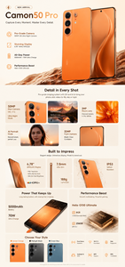 Camon50 Pro รุ่นดั้งเดิม 8GB+256GB 2K 6150mAh สมาร์ทโฟน 5G สำหรับเล่นเกม - Product Image 6