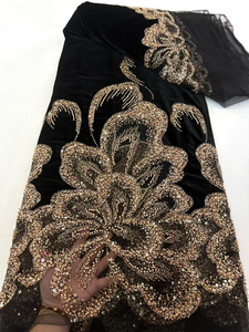 Tessuto in Pizzo NI.AI con Perline e Paillettes, Rete in Velluto Nigeriano <span class=keywords><strong>per</strong></span> <span class=keywords><strong>Abiti</strong></span> <span class=keywords><strong>da</strong></span> Cerimonia e Matrimonio - Product Image 4