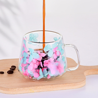 Mug à café moderne en verre borosilicate à double paroi de 250 ml, soufflé à la main, résistant à la chaleur, réutilisable, avec poignée