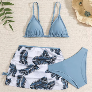 Set 3 pezzi Bikini a fiori per bambini costume da bagno e gonne da spiaggia 12-16 anni costumi da bagno 2025 ragazzi bambino ragazza costume da bagno - Product Image 1