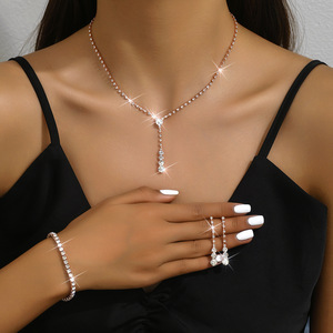 Vente en gros usine : Parure de bijoux de mariage chrétienne pour femme de haute qualité, collier et boucles d'oreilles, avec placage en laiton et sertissage Flimming - Product Image 5