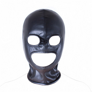 Maschera in Pelle PU Nera Morbida per Adulti con Occhi e Bocca Esposti, Maschera Sexy, Prodotti per Punizioni e Costrizioni BDSM0013 - Product Image 2