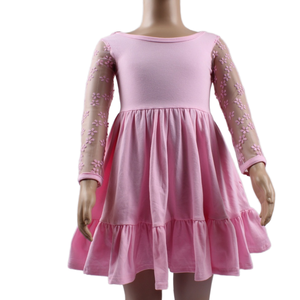 Ingrosso abito da principessa per bambine con scollo a trapezio in cotone gonna a trapezio estivo Casual per bambini al ginocchio - Product Image 2