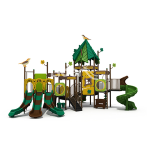 สวนสนุกธีมป่าพร้อมสนามเด็กเล่นกลางแจ้ง มีสไลเดอร์และเก้าอี้กลองสำหรับเด็ก - Product Image 1