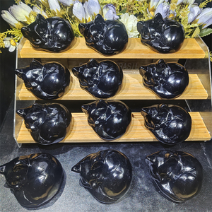 Gatto di ossidiana naturale gemma gatto guarigione Reiki cristallo animale brama per la meditazione - Product Image 1