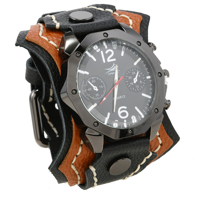 New Design Double Layer Genuine Leather Band Quartz Watches Punk Individuality Watch for Men and Women