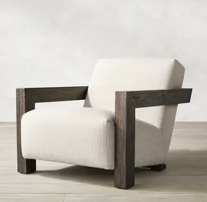 Chaise de loisirs au design moderne, mobilier intérieur rembourré, bras en bois massif, chaises de salon
