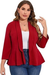 LADI TREND Damen 3/4-Ärmel <span class=keywords><strong>Blazer</strong></span> mit Reverskragen, Sommer, Übergröße, Grau, Leichter Spandex/Polyester, Business Casual, Bankett-<span class=keywords><strong>Blazer</strong></span> - Product Image 4